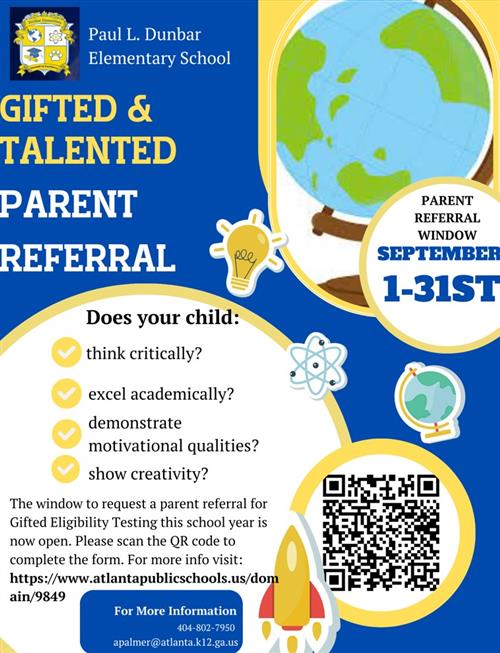 Gifted and Talented Parent Referral Flyer